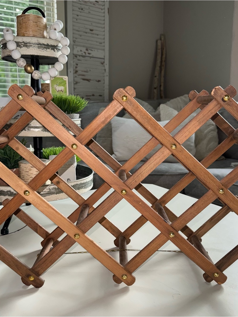 Wooden Expandable Wine Rack - Rustic Brown